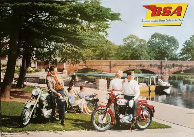 BSA Motorcycle Rare Vintage A1 Car Poster