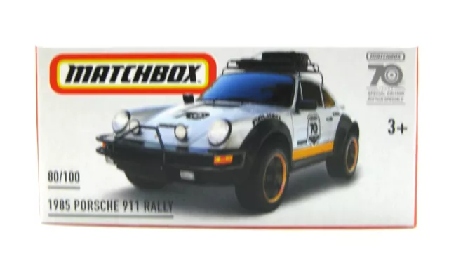 Matchbox Porsche 911 Rally 80/100 1985 silber 1:64 3