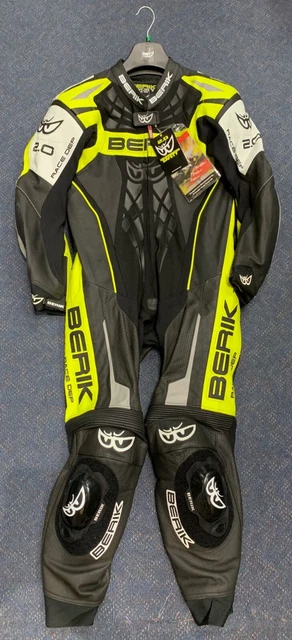Berik 2.0 Defence 1 Piece Leather Motorcycle Race Suit 1Pc Black Fluro Yellow 54