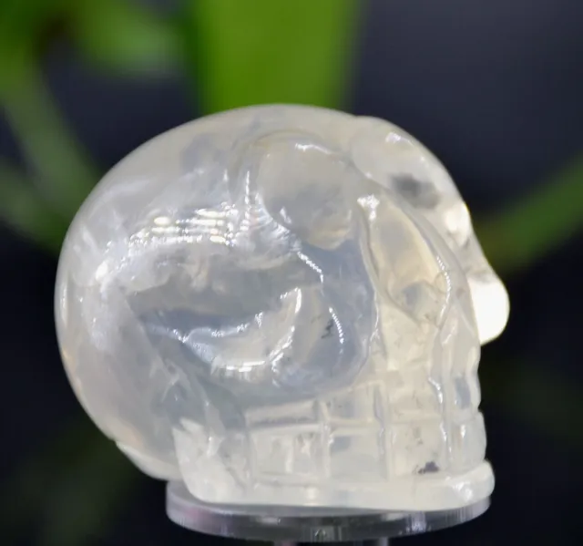 100%Natural White crystal quartz Skull hand Carved Crystal reiki healing 5