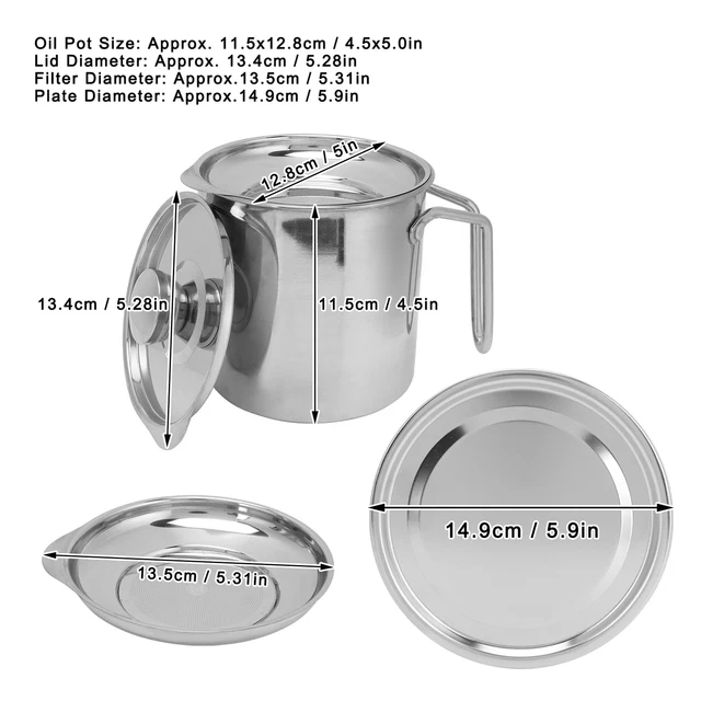 (S) Filtro de aceite de cocina filtro de aceite de cocina olla de aceite extraíble acero inoxidable para