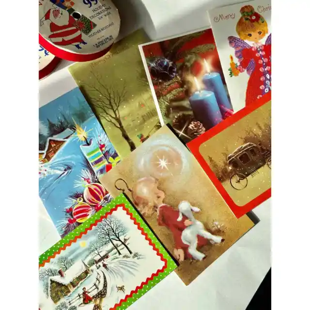Mid-Century Holiday Greeting Cards 1960's Christmas - Set of 9 with Envelopes