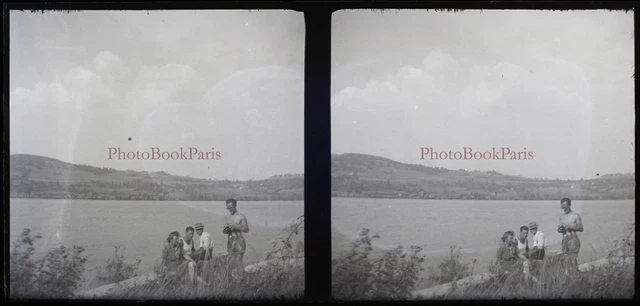 FRANCE Paysage c1940 Photo NEGATIVE Plaque de verre Stereo Vintage V21T7n14