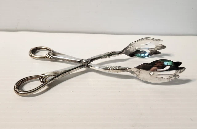 Vintage Lenox Italy Silverplate Ice Cube / Sugar Cube 7" Tongs