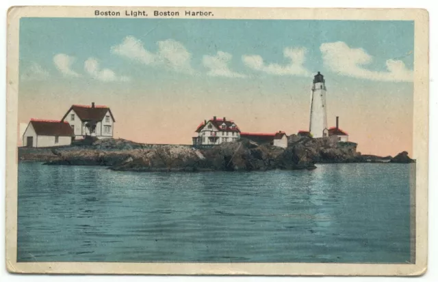 Boston Harbor Light House MA c1919 Postcard Massachusetts