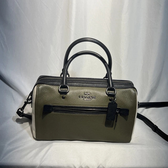 COACH KELP Black Color Block Rowan Leather Satchel 120.00