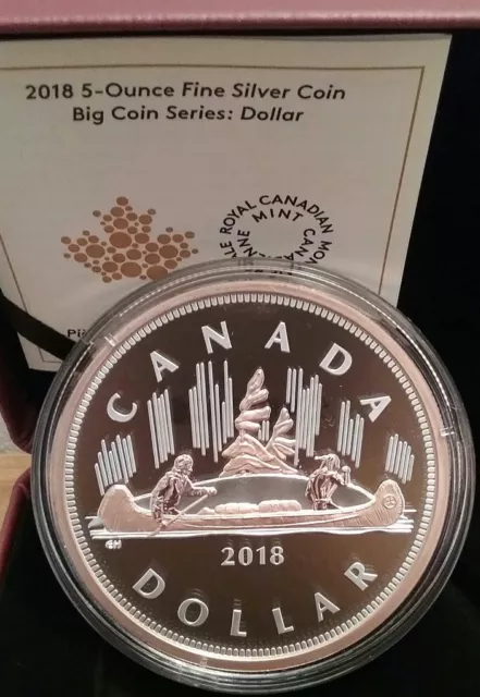 2018 Renewed Voyageur Dollar $1 Big Coin 5OZ Pure Silver Proof Coin Canada 2