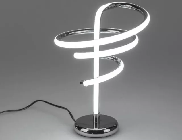 610218 Lámpara LED Espiral con Pie 24x43cm De Brillante, Plateado Metal