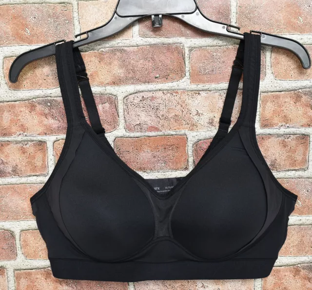 Jockey Forever Fit Low Impact Unlined Active Bra Sz XL Sports Athletic Black 2