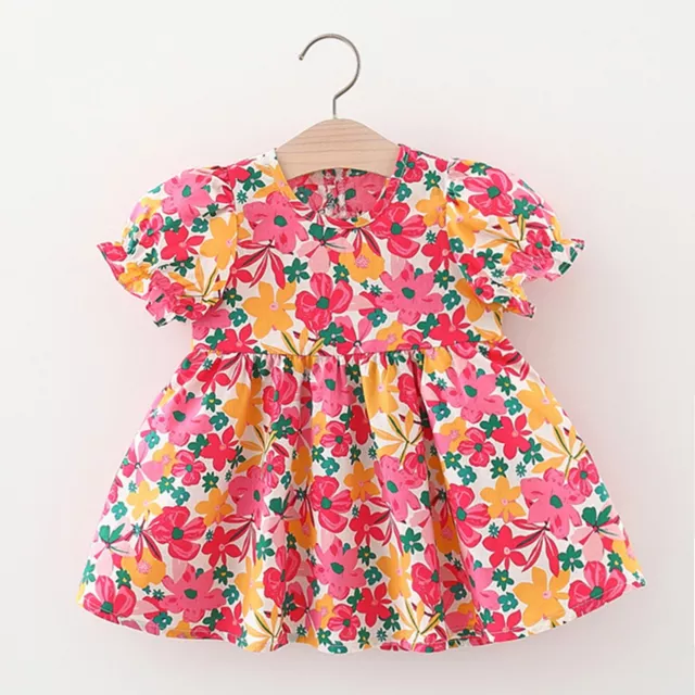 Toddler Kids Girls Bow Ruched Floral Print Summer Princess Dress Tulle Gown