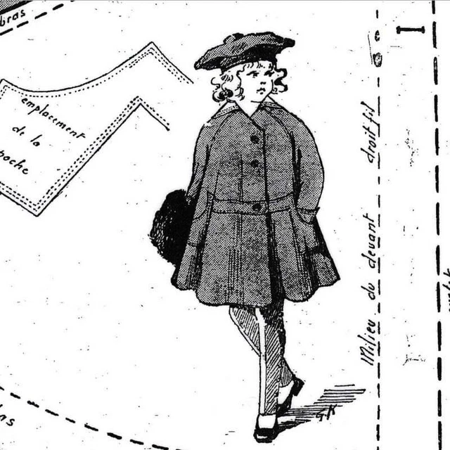 PATRON ANCIEN (reproduction) - Robe-paletot Pour Poupée 45cm - Modèle Du Journal 'La Poupée Modèle' De Novembre 1880
