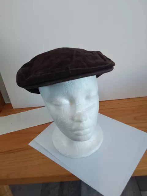 Vintage 60s Union Made Brown Velvet Newsboy Cabbie Hat/Cap Womens Small