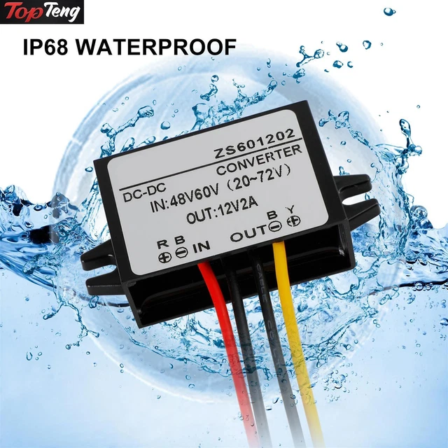 Waterproof DC-DC Converter 60V Step Down to 12V Car Power Supply Module 2A D1