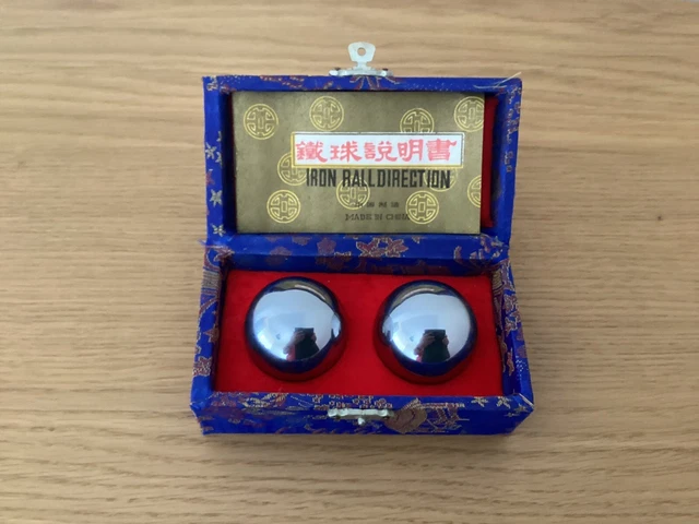 Pair Of Chinese Baoding Iron Balls (With Chimes) In Original Box