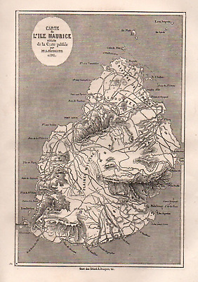 Ile Maurice ( Mauritius ) Carte De L' Ile / Island Map / Gravure 1863