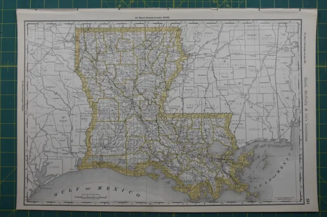 Louisiana Rand McNally Antique Vintage 1892 World Business Atlas Map