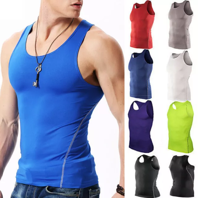 Men Compression Base Layer Vest Tank Tops Gym Sports Sleeveless Tee Shirt Tops