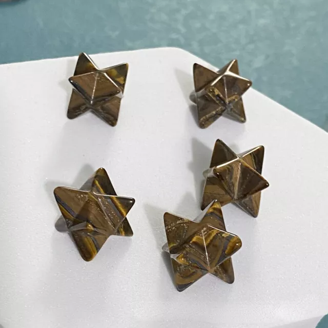 20pcs Natural Tiger's Eye Stone Merkaba Star Healing Reiki Adventurine Decor