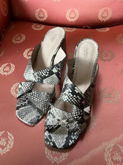 Botkier New York Women’s Size 11 Sandals Snakeskin Shiny Grey Strappy Heels