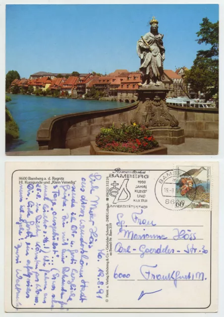 48865 - Bamberg - Hl. Kunigunde und Klein Venedig - AK, Werbestempel 19.8.1991