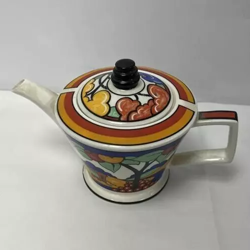 Vintage Clarice Cliff Inspired Sadlers Gypsy Caravan Teapot, Art Deco.