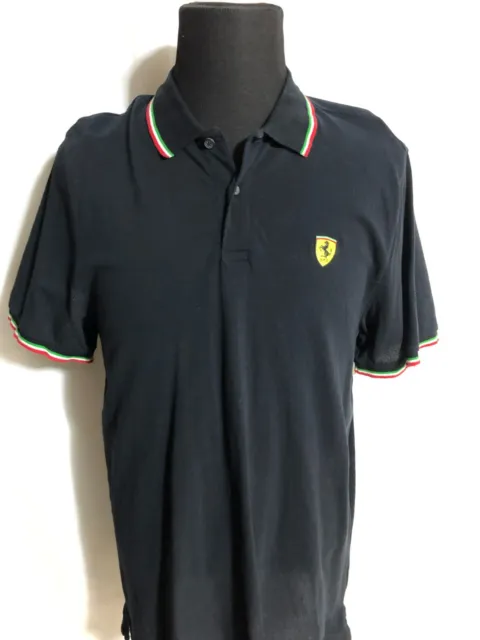 Scuderia Ferrari Men's Short Sleeve Polo Shirt Size XL Front Logo black