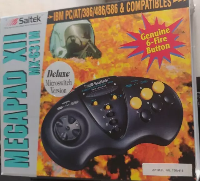 Saitek MEGAPAD XII MX-631M IBM PC gamepad in IMBALLO ORIGINALE 1996 Saitek MEGAPAD XII MX-631M IBM PC gamepad in IMBALLO ORIGINALE 1996