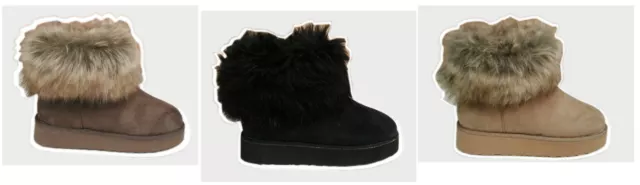 Femmes Chaussures Bottes Avec Laine Polaire Fourrées en Daim Noir Marron Beige