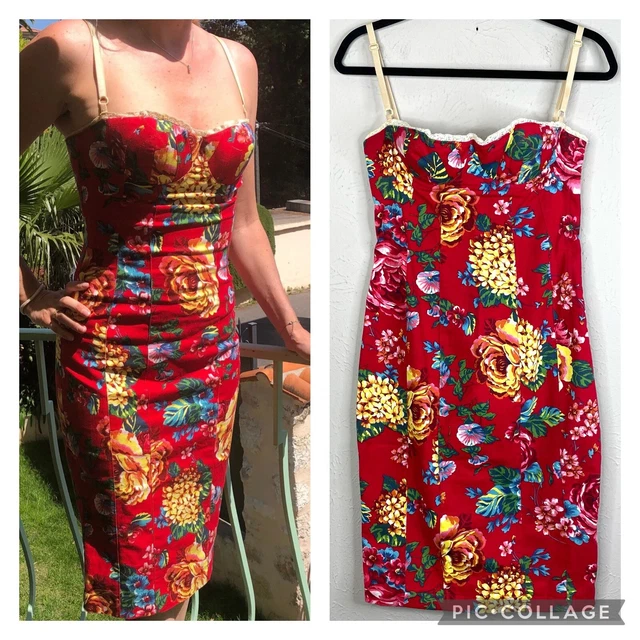Dolce & Gabbana Red Floral Corset Dress Bustier Size IT 44 US 8 Dolce & Gabbana Red Floral Corset Dress Bustier Size IT 44 US 8