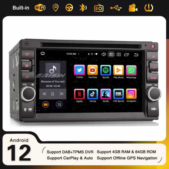 2Din 6.2" Android 12 Autoradio for Nissan DAB+ DSP WiFi CarPlay BT5.0 4+64GB DVD