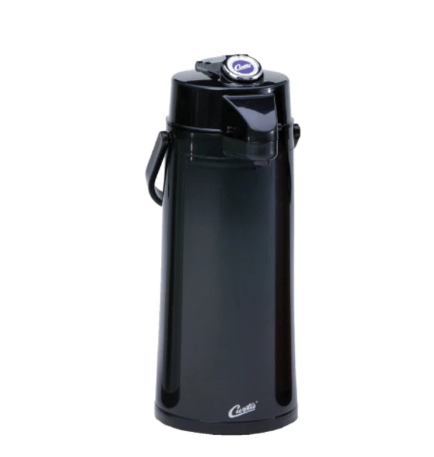 New Wilbur Curtis 2.2L ThermoPro Glass Lined Airpot with Lever, Black
