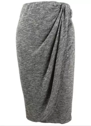 Bar lll Skirt Draped Faux-Wrap Heathered Gray Sz XL NEW NWT N166