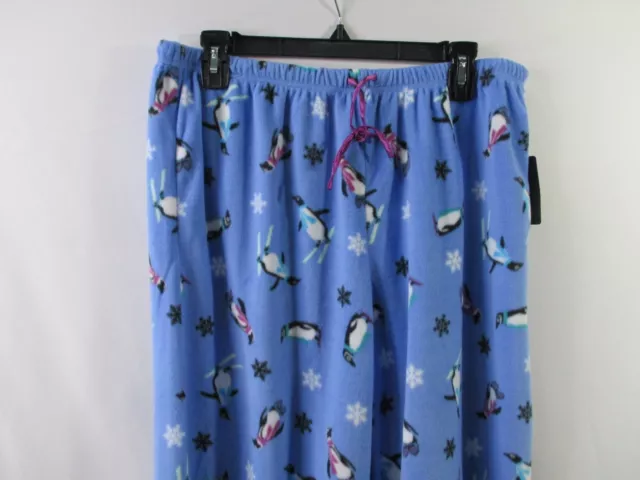 Penguin Pajama Pants Womens XL Blue Drawstring Waist 100% Polyester New 2