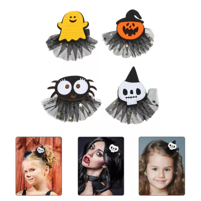 12 Pcs Gothic Skull Hair Clip Halloween Ghost Hairpins Clips Pumpkin 2