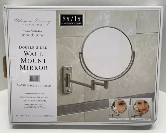 Bed bath and beyond￼ Wall Mount Mirror Satin￼ Nickel Extends 13.5 “ Rotate 360*