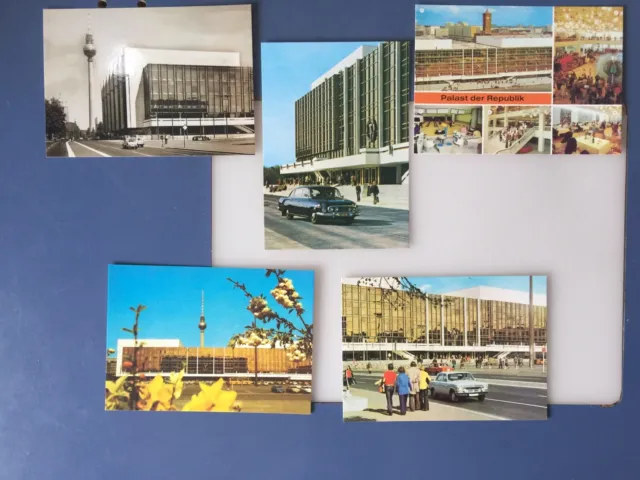 5 x DDR Postkarte Berlin Hauptstadt Vtg GDR Postcard Palast der Republik PdR rar