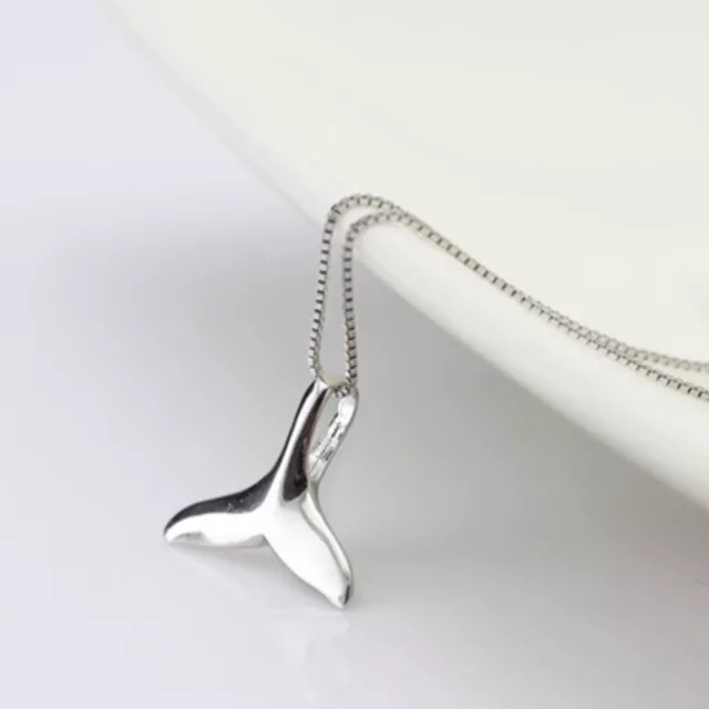 925 Sterling Silver Whale Tail Fish Nautical Charm Mermaid Tail Silver Necklace