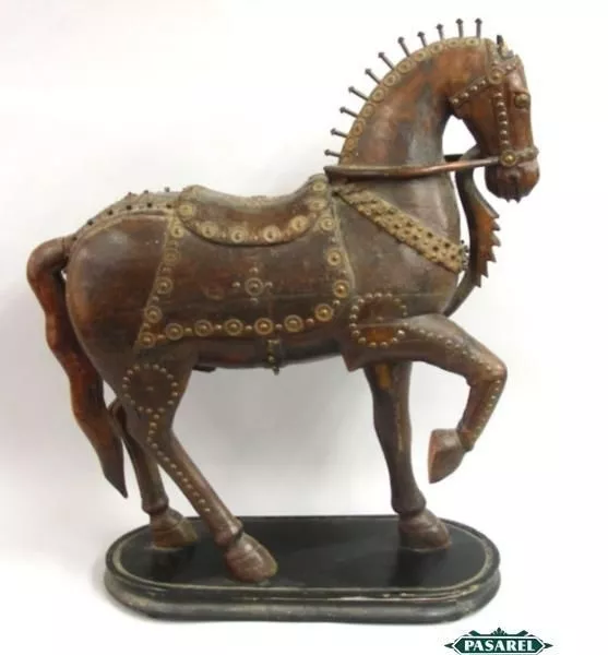 Fine Large Antique Burmese Wooden Horse Figure Early 19th Century
