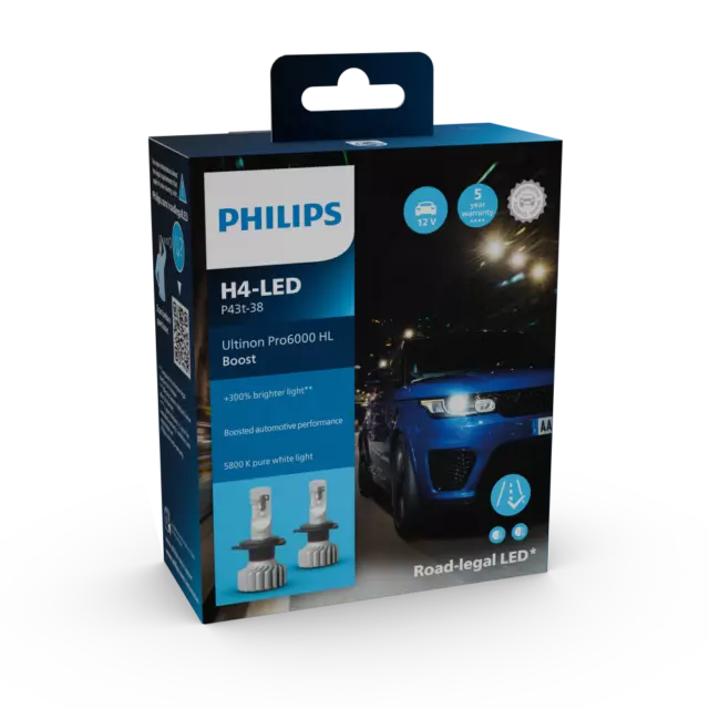 Philips Ultinon Pro6000 H4 BOOST +300%*  LED 11342U60BX2 LED 12V 2