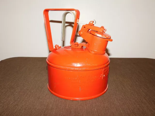 Vintage Car 8 3/4" High Usa Justrite Mfg Red 1/2 Gal Safety Oil Can