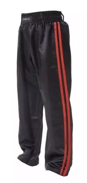 Cimac Kids Satin Kickboxing Trousers Pants Childrens Martial Arts Black Red