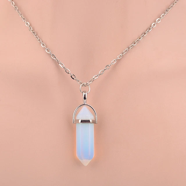 Natural Gemstone Necklace Chakra Stone Pendant Energy Healing Crystal with Chain 3