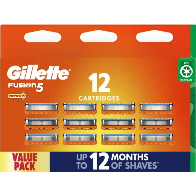 Gillette Fusion 5 Power Razor Blades Replacement Cartridges - 12 Pack