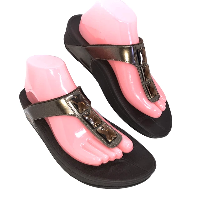 FitFlop Brown Thong Sandals With Stones Women’s Size 9