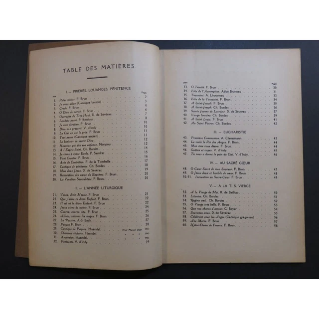 BRUN F. Le Livre des Cantiques Pièces Chant Orgue ou Harmonium 3
