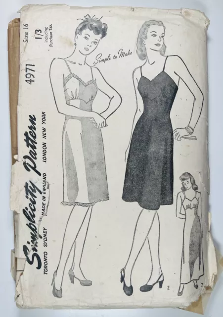 1940'S LINGERIE PATTERN, Bra, French Knickers and Slip - Reproduction  Pattern £19.99 - PicClick UK