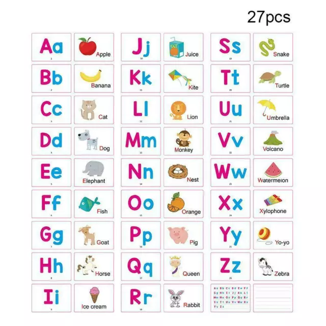 Alphabet Flash Cards A-Z Kids Toddlers Preschool Early Resource Learning K6V6