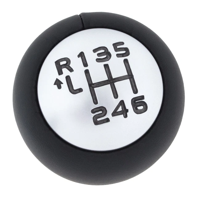 Pommeau De Levier De Vitesse Cuir éco Noir Argent 6+R - Neuf, Pour Ford C-Max, Focus, Etc.