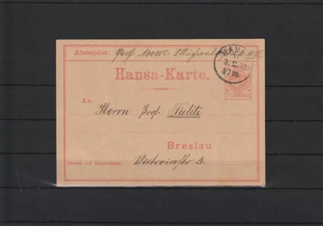 A096) Stadtpost Privatpost Breslau Hansa Karte gestempelt 1900