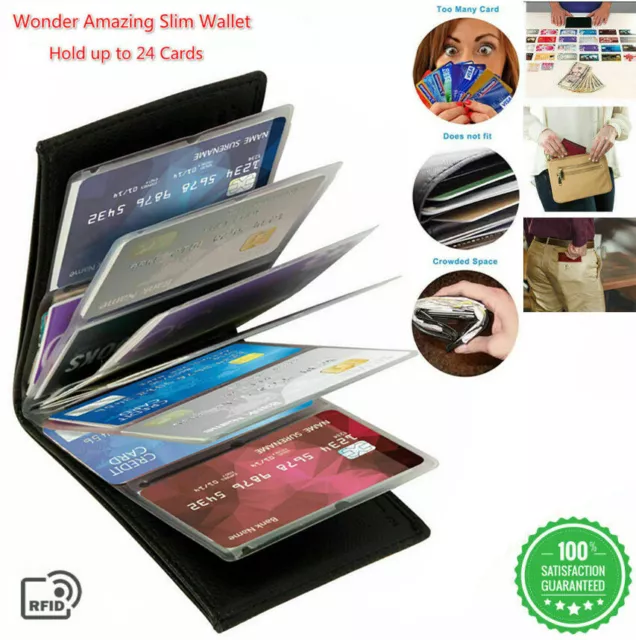 Wonder Amazing RFID Blocking Slim Leather Wallet Credit Card Holder Unisex Purse